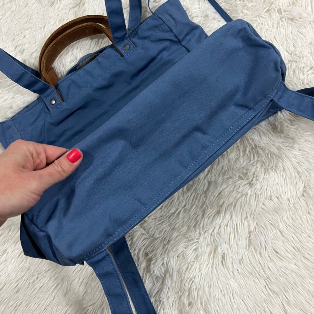 Fjallraven Blue Tote Backpack with Brown Leather Accents - Picture 5 of 12
